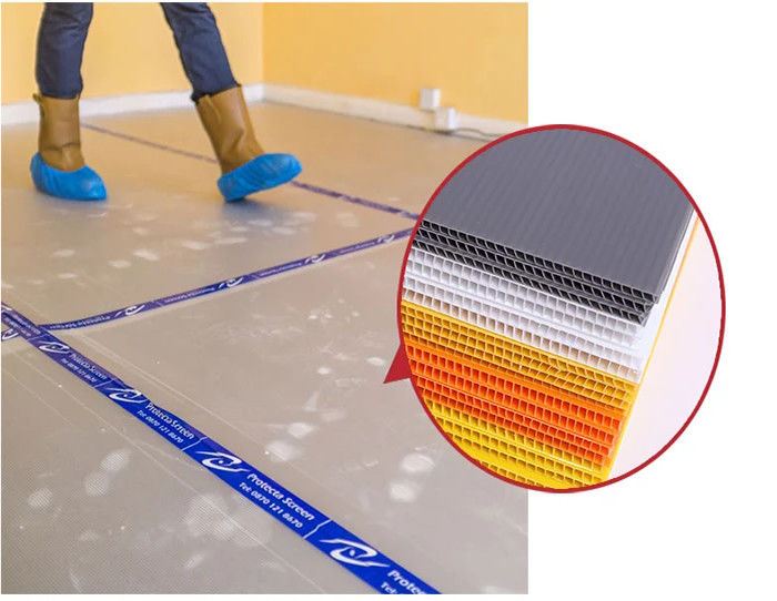 Orange Corrugated Plastic Cover 12mm Bubble Sheet Untuk Perlindungan Lantai